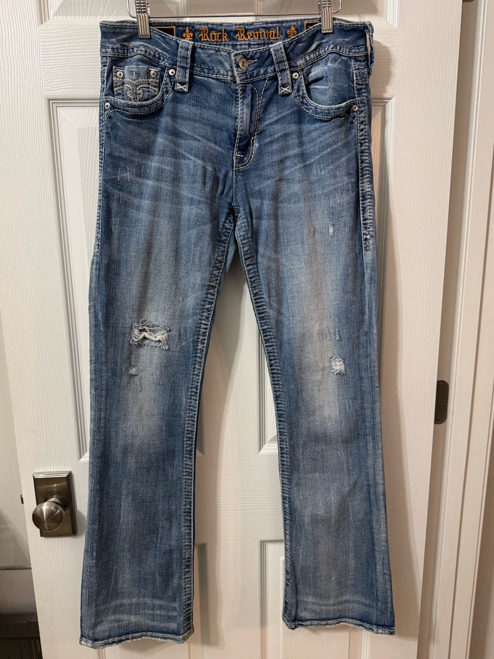 Rock Revival Lang Distressed Bootcut Jeans Size 30
